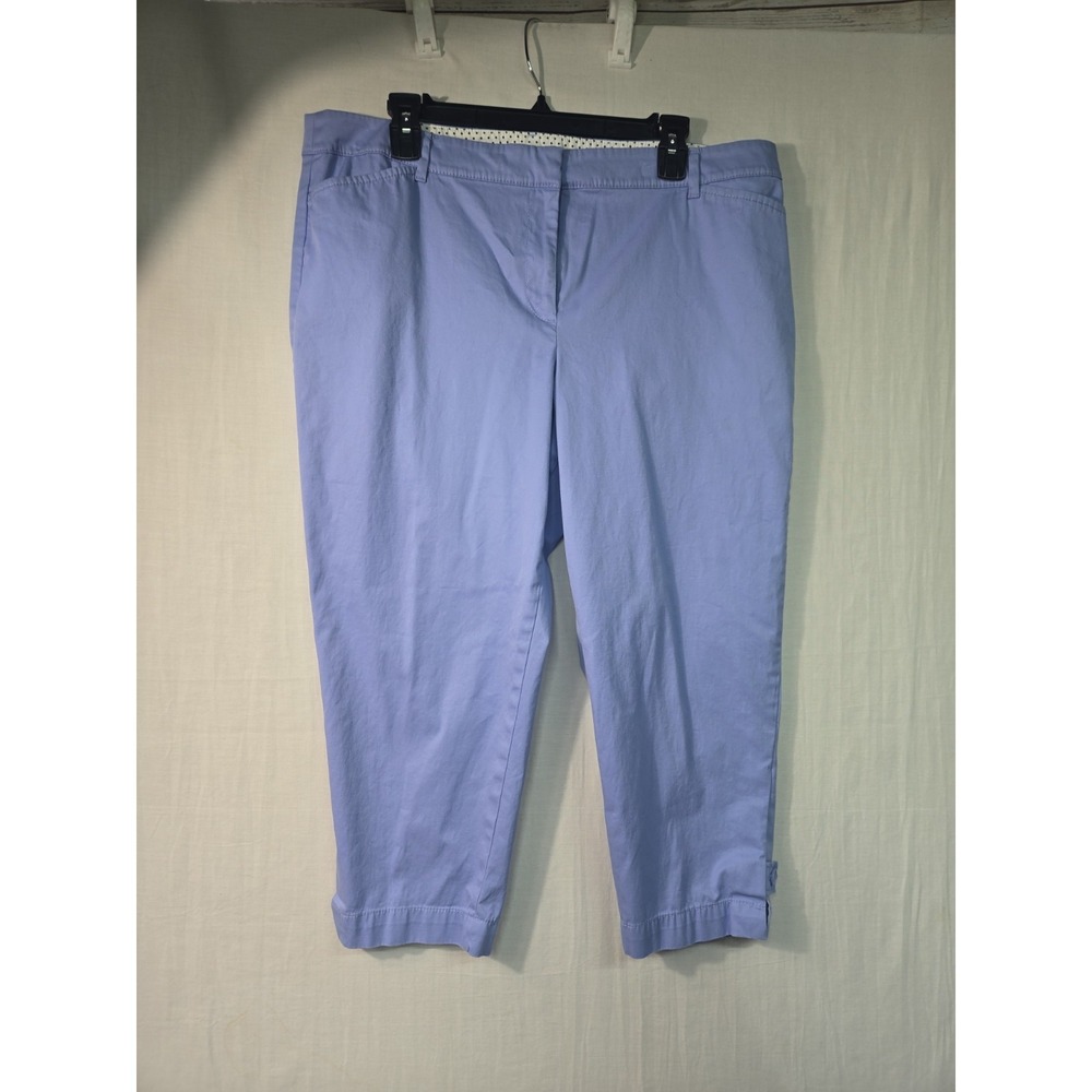 Talbots Perfect Crop Women's 16P Blue Periwinkle Pockets Cotton‎ Spandex Blend